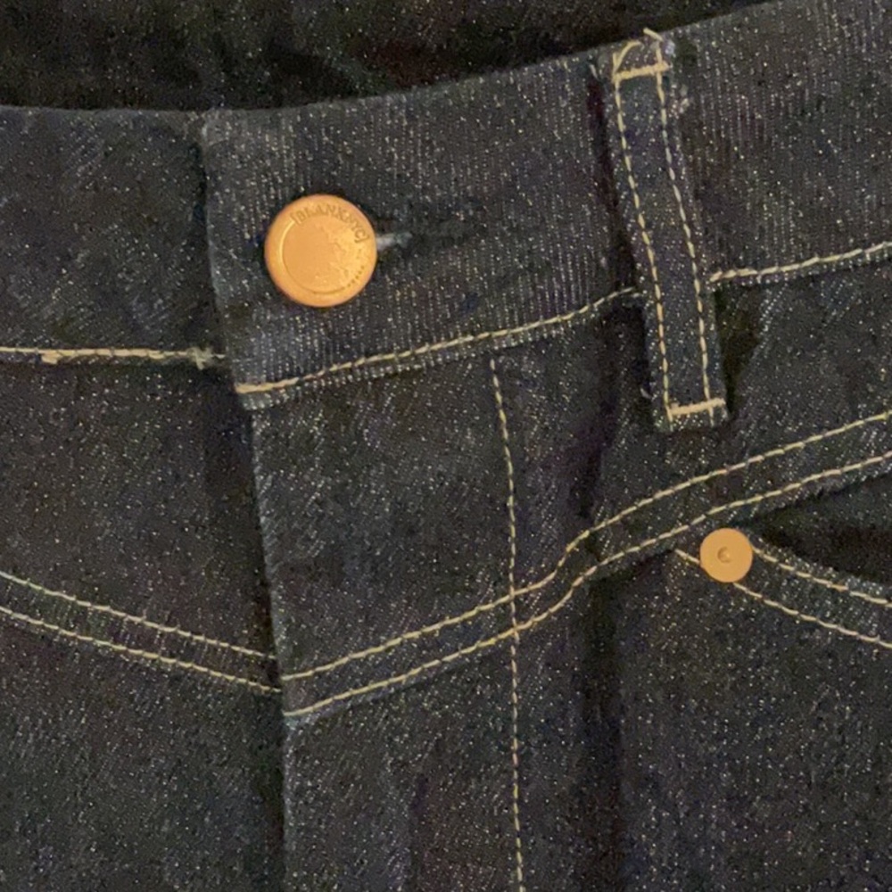 Blank NYC Metallic Weave Denim Micro Mini Skirt, Size 27, Dark Blue/Gold, NWT - Picture 5 of 8